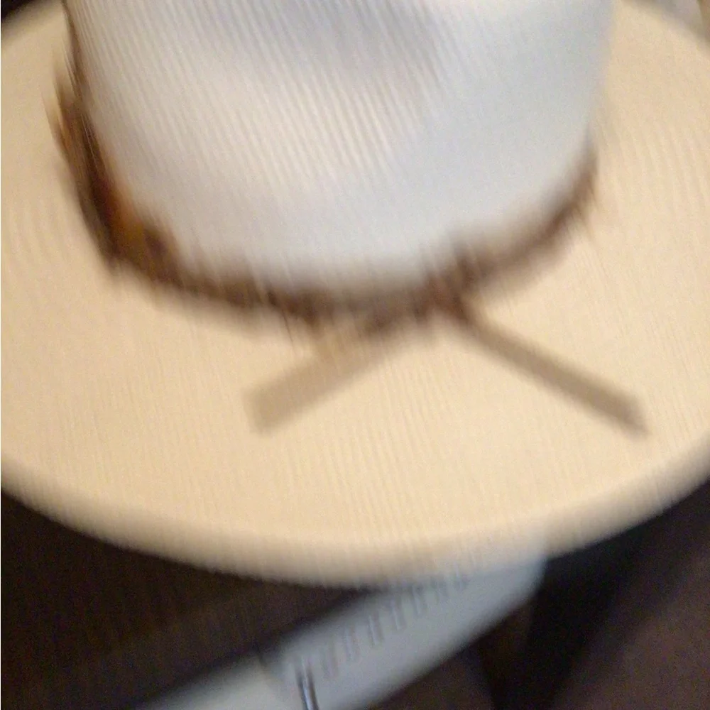 NEW! Rare Wyeth x Olin White Straw Cowboy Hat with Feather Trim
